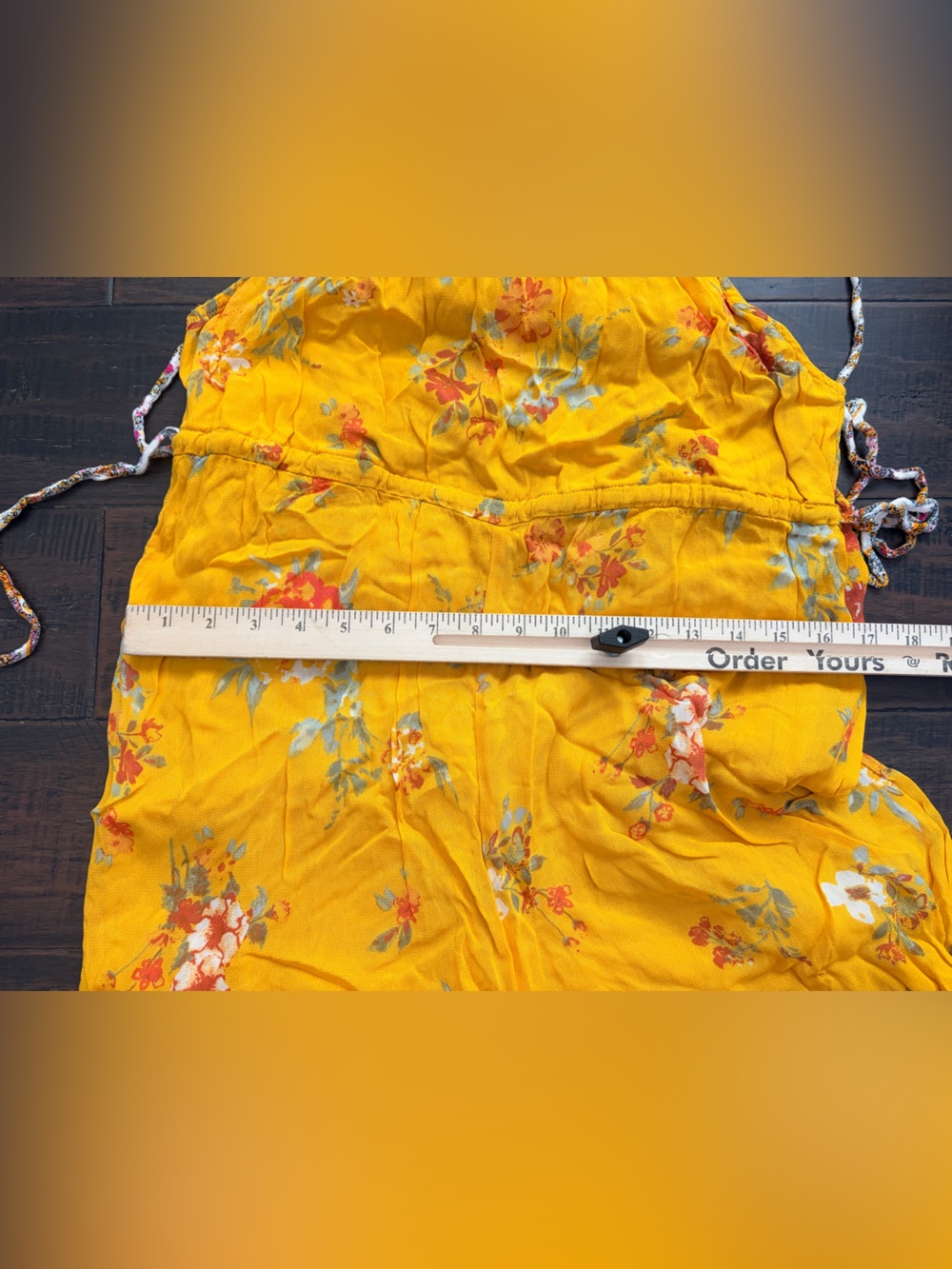 Floral Halter Wide-Leg Jumpsuit Mustard Yellow Free People Georgia Jumper Gold - Picture 8 of 8
